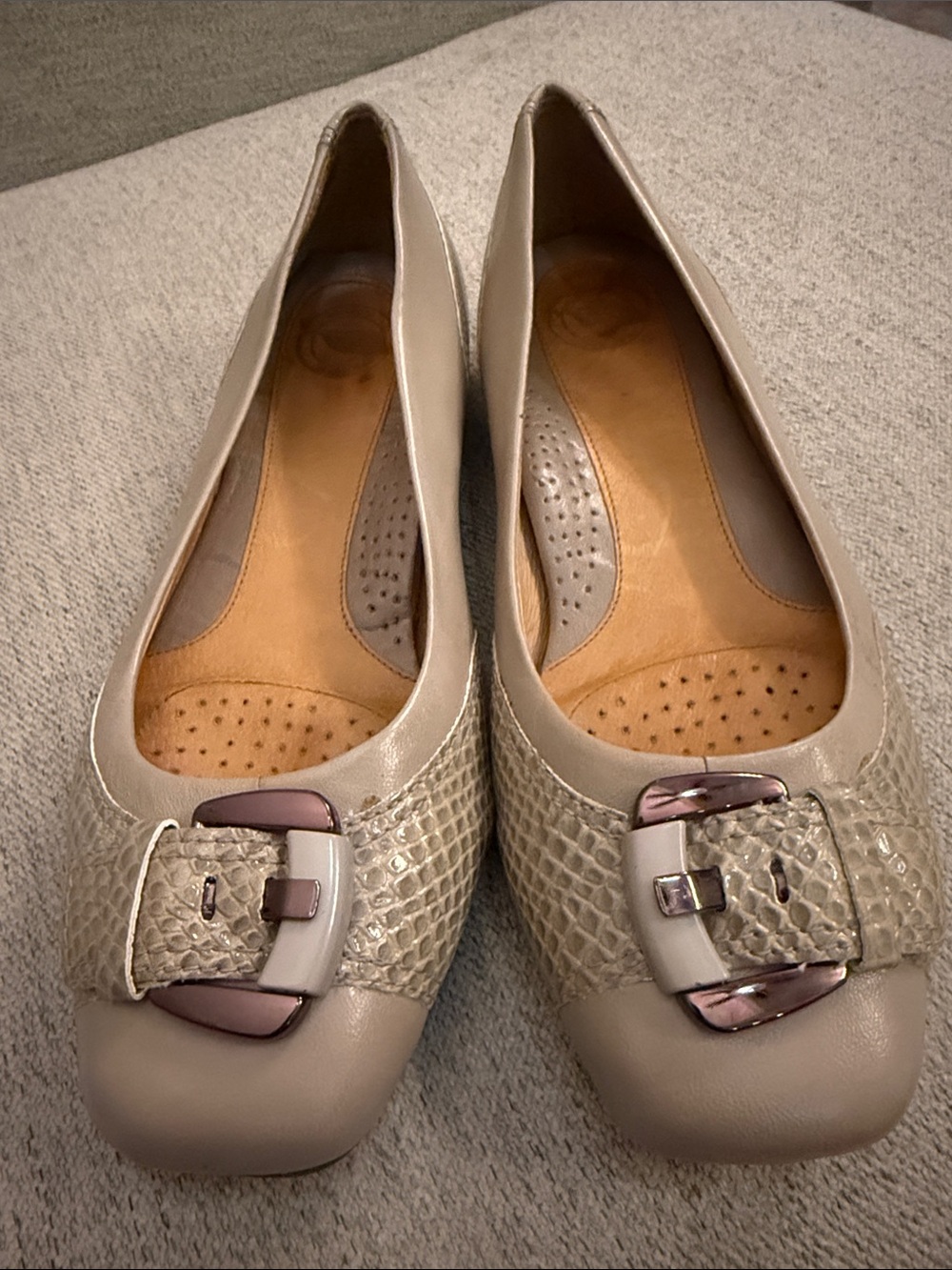 Nurture by Lamaze Taupe Textured Buckle Ballet Flats